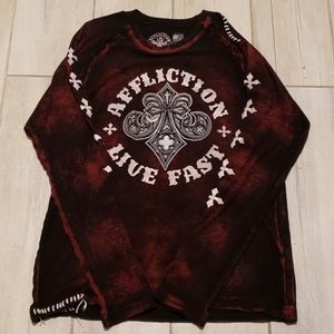 Men's  AfflictionLong Sleeve Distrssed Shirt - XL
